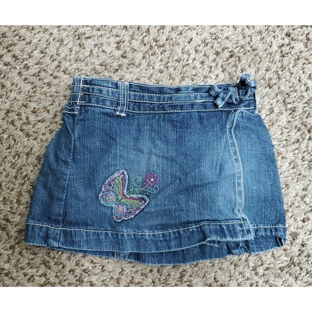 Girl's The Children's Place 12 month jean skirt crossover flap butterfly